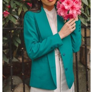 60s dark cyan green vintage blazer